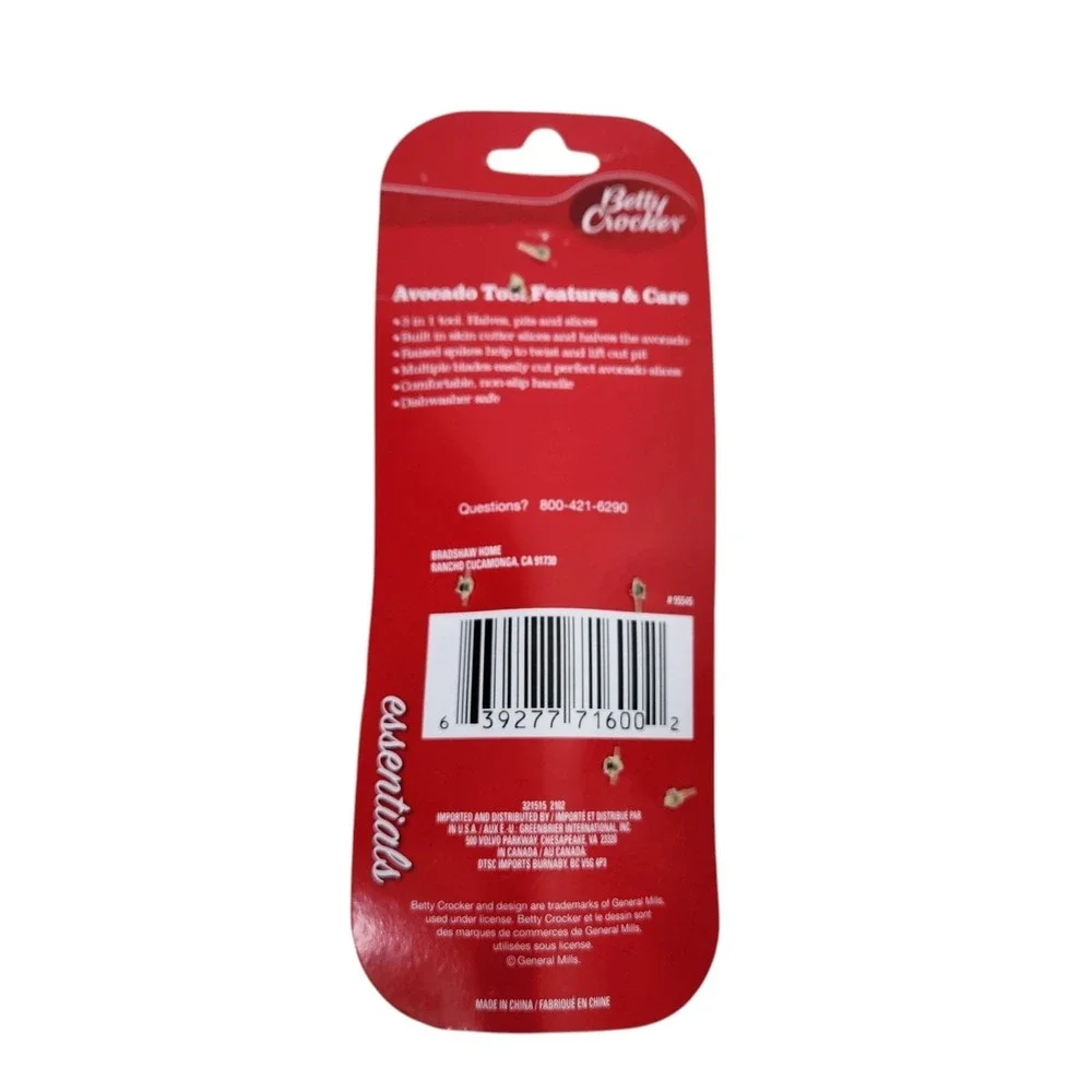 Betty Crocker Avocado Slicer Tool Red Black Soft Grip 3 In 1 Kitchen Gadget
